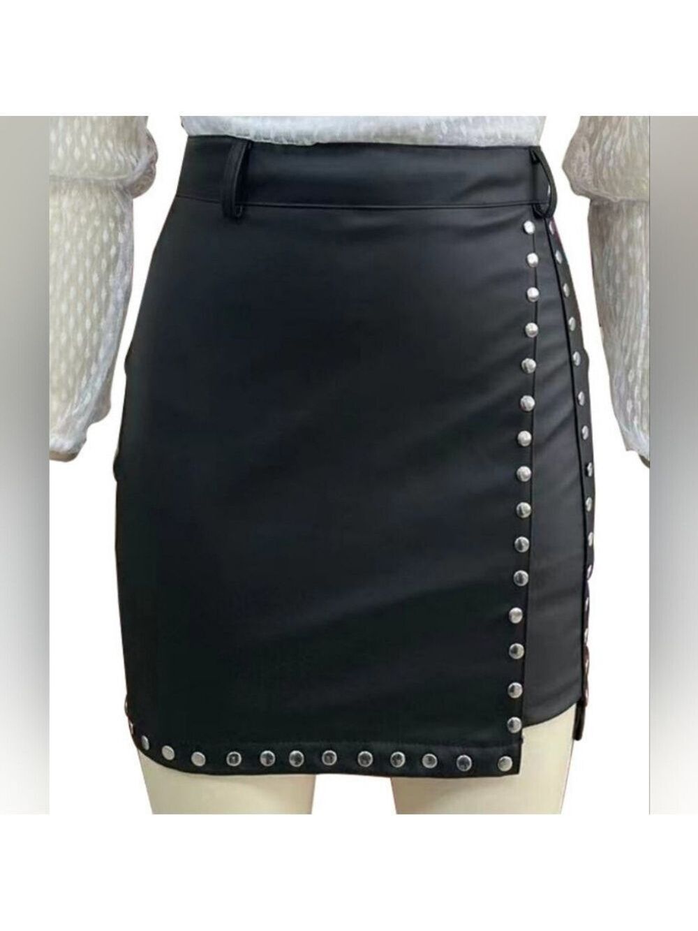 NWT Sleek Black Studded Mini Skirt Size XL